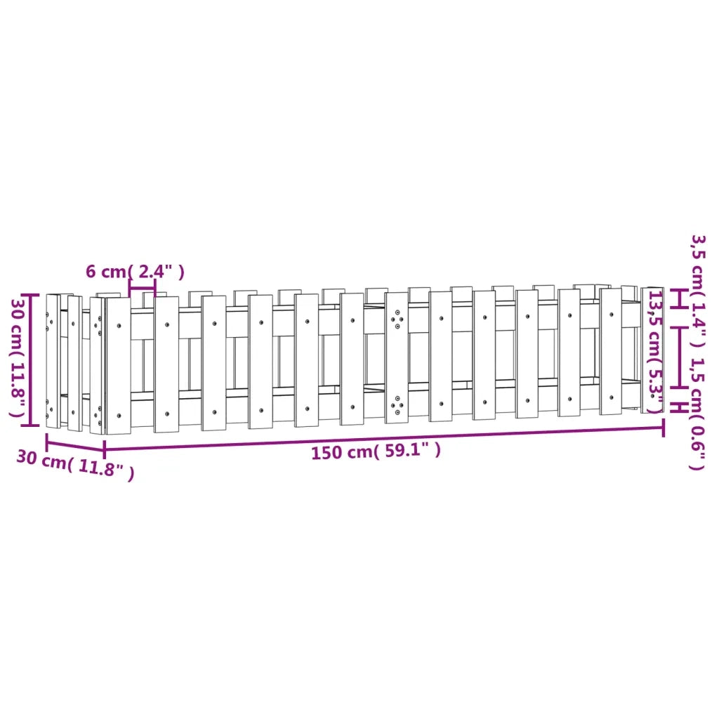 Fioriera Rialzata Giardino-Vaso da Esterno-Supporto per Vaso Recinzione 150x30x30cm Legno Douglas