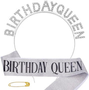 Cintura di compleanno con design strass - colore platino - larghezza 158 mm - leggera - duratura - accessorio di compleanno
