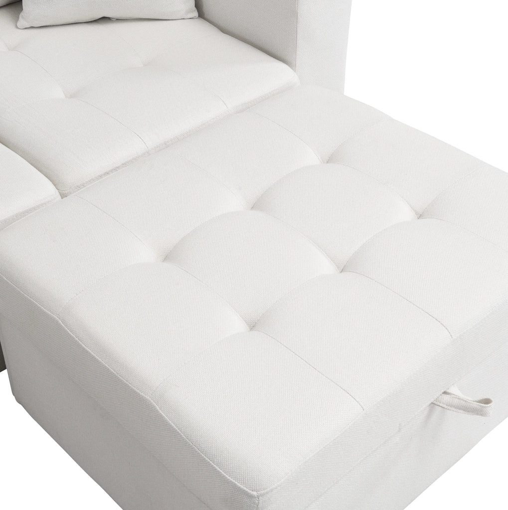 Divano angolare modulare 4 posti beige con pouf contenitore, USB-C e LED