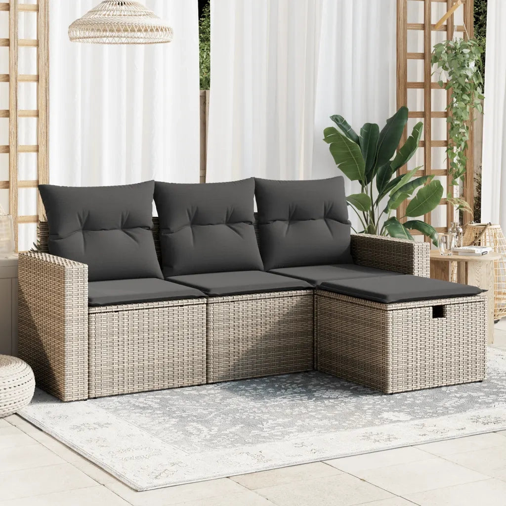 Set Divani da Giardino 4 pz con Cuscini in Polyrattan Grigio 3263446