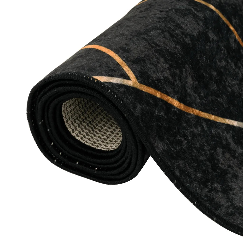 Tappeto Lavabile Nero e Oro 190x300 cm 136619