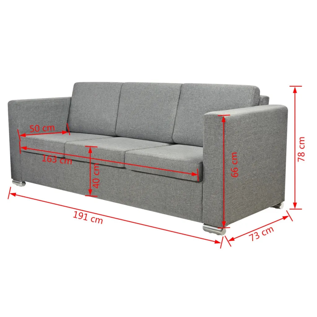 Divano a 3 Posti in Tessuto Grigio Chiaro cod mxl 27349