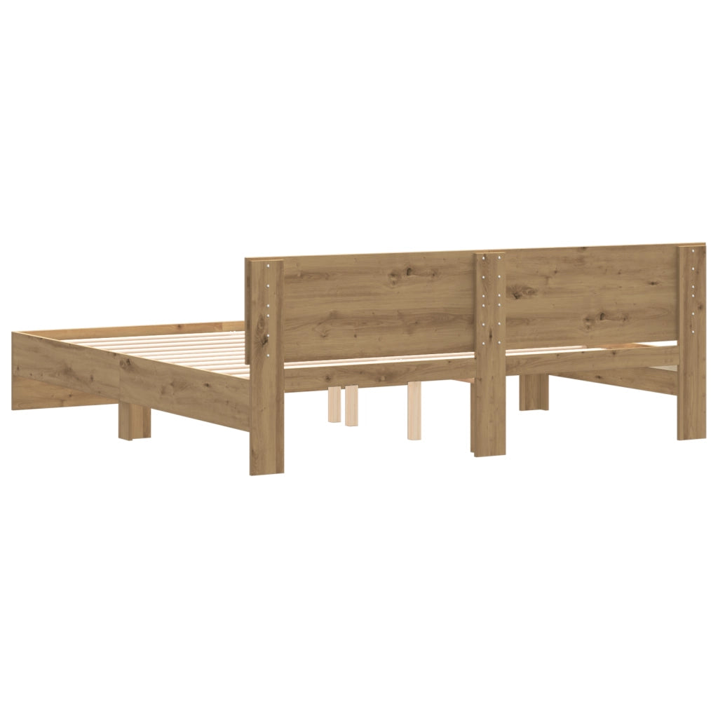 Rete Letto con Testata in Rovere Artigianale 180x200 cm Legno Ingegnerizzato