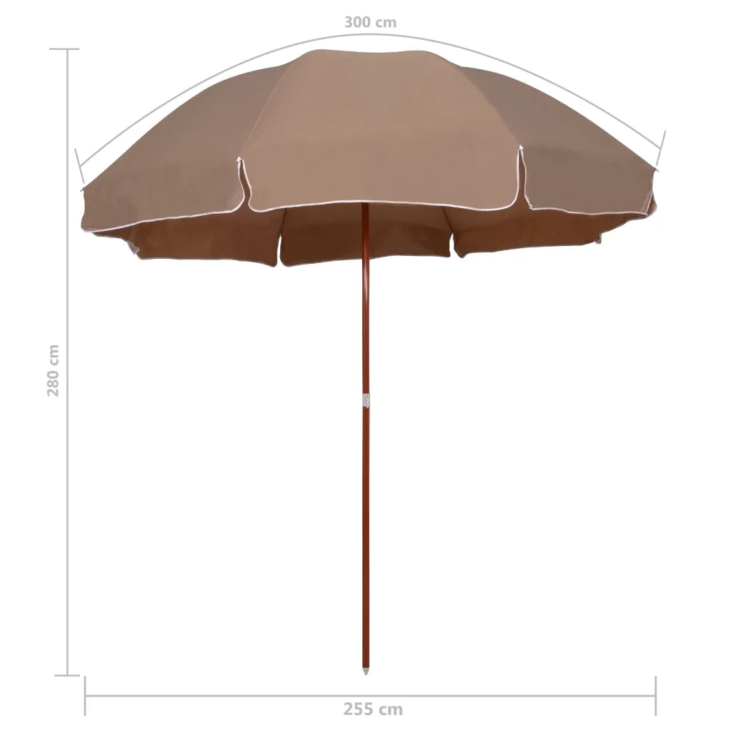 Ombrellone da Giardino con Palo in Acciaio 300 cm Tortora 47803