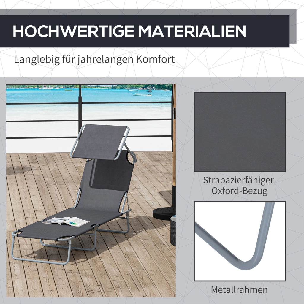 Lettino pieghevole da giardino con schienale regolabile ¨C zephmum ¨C Grigio 120kg