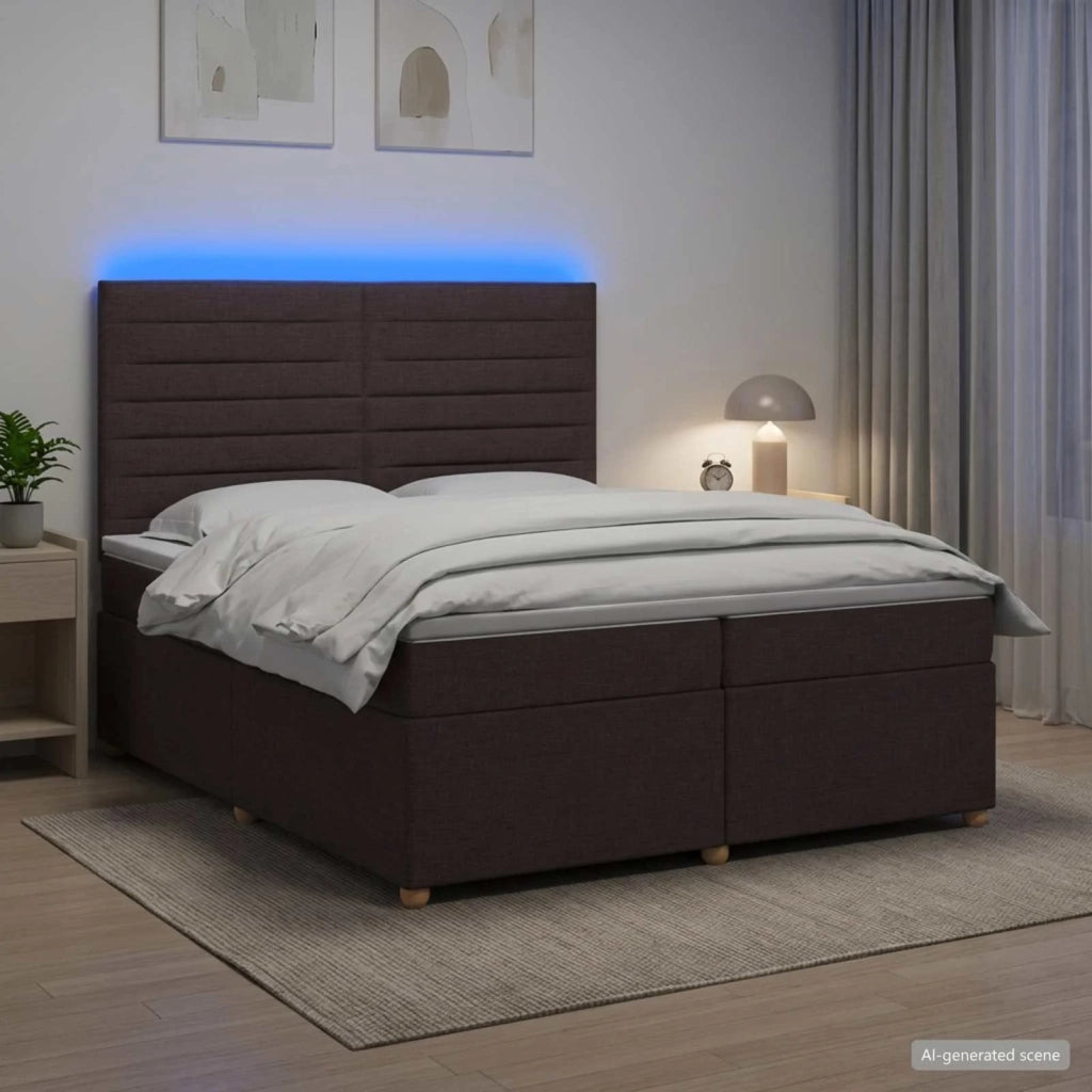 Letto box spring con materasso Marrone Scuro 200 x 200 cm 3455423