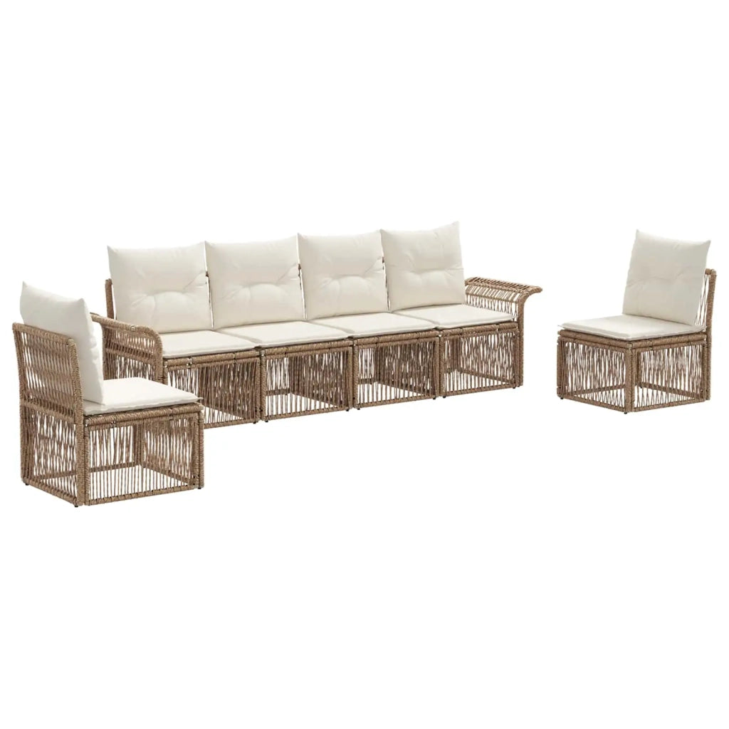 Set Divano da Giardino 6 pcs Beige polyrattan 3434793