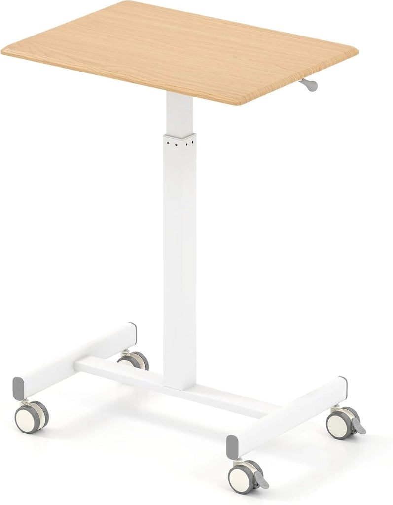Tavolino con ruote, altezza regolabile 74,5 – 108,5 cm, tavolo per computer portatile, scrivania mobile, mobile per soggiorno, camera da letto