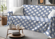 Telo Arredo Granfoulard Copritutto Salvadivano 100% Cotone Dis. Pois - Singolo - Azzurro