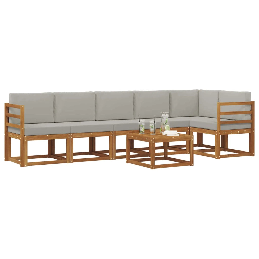 Set di divani da esterno 7 pcs Grigio Naturale e Chiaro