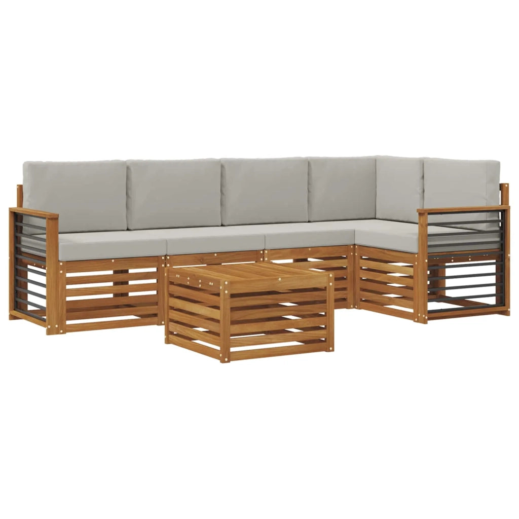Set divano sezionale con cuscino 6 pcs Grigio Naturale e Chiaro 3374861
