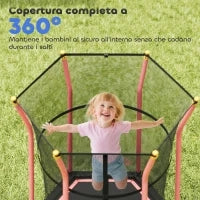 Tappeto Elastico per Bambini con Ingresso a Cerniera e Pali Imbottiti, Ø163.5x190 cm, Rosso