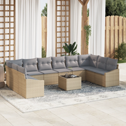 Set da pranzo da giardino 11 pezzi con cuscini in rattan nero