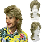 Pruika per Uomini anni '80 in Stile Retro per Costume di Fantasia - Capelli Blondi