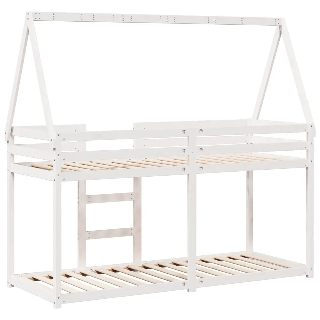 Letto singolo | Letto per adulti | Letto a Castello senza Materasso Bianco 90x190cm Massello Pino