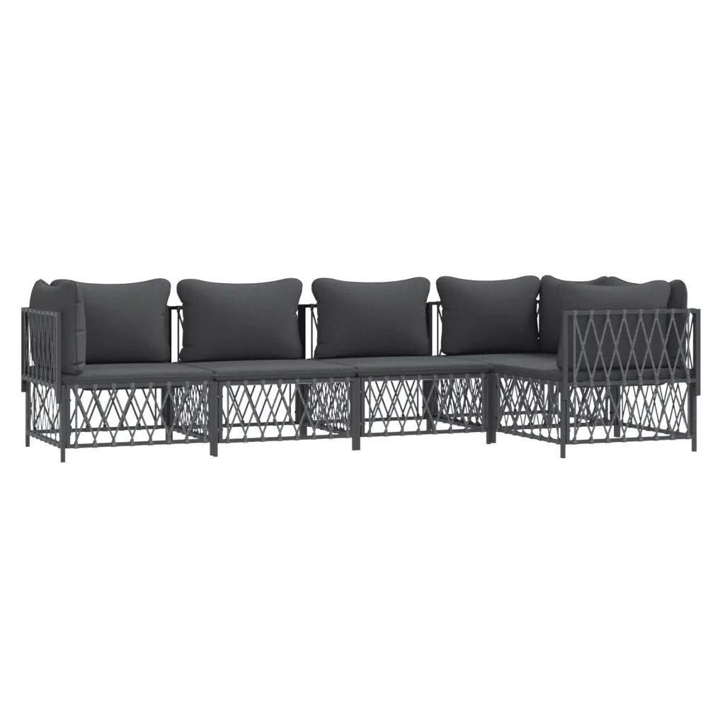 Set Salotto da Giardino 5 pz con Cuscini in Acciaio Antracitecod mxl 124506