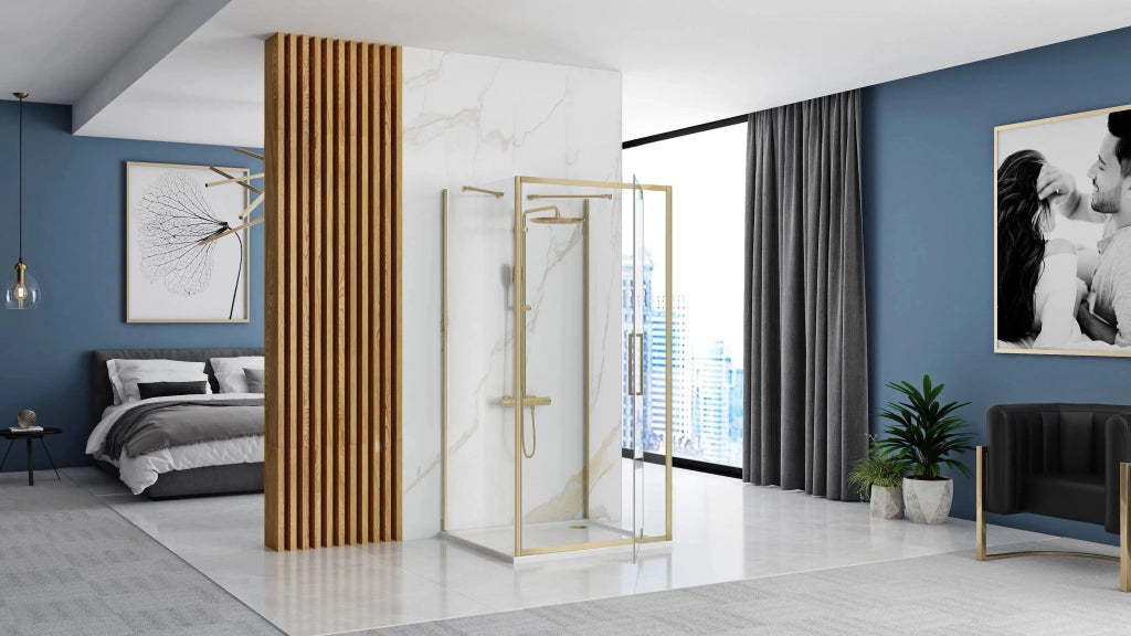 Cabina Doccia Ad Angolo Rapid Swing Brush Gold 100x80