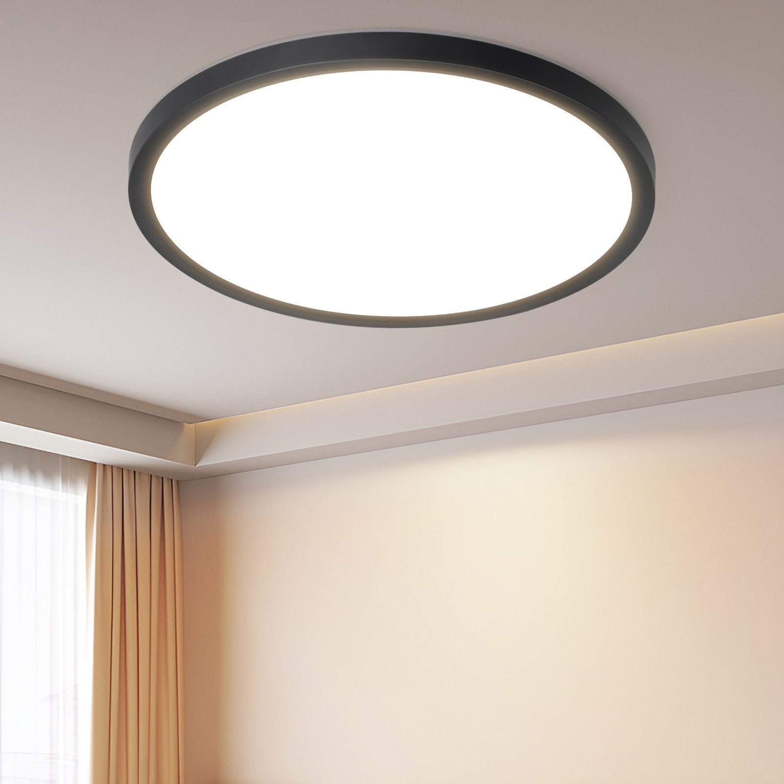 ZMH Lampada da soffitto plafoniera LED moderna rotonda nera 30cm per interni