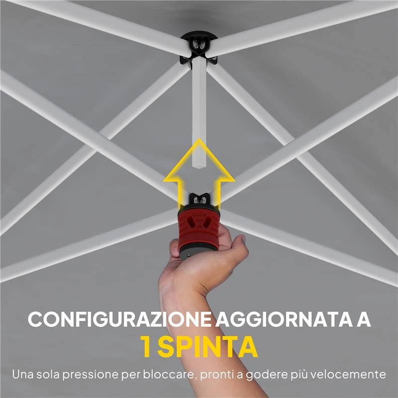 GAZEBO PIEGHEVOLE 3X6 M CON PARETI E ALTEZZA REGOLABILE, PROTEZIONE UV 50+, GRIGIO CHIARO