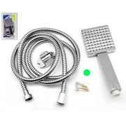 Trade Shop - Soffione Quadrato Grande Con Tubo 2 Mt Flessibile Set Bagno Doccia Tropicale -