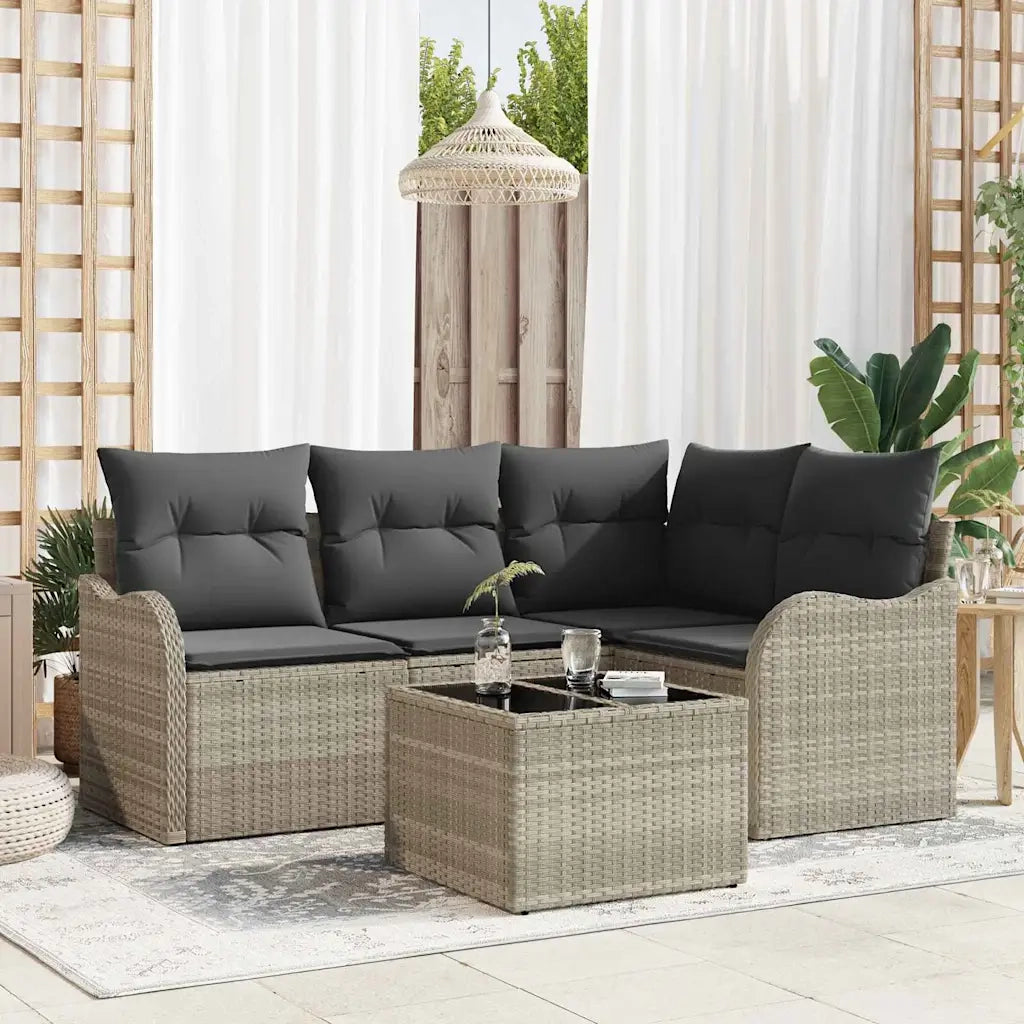 Set Divano da Giardino Grigio chiaro polyrattan 3345692