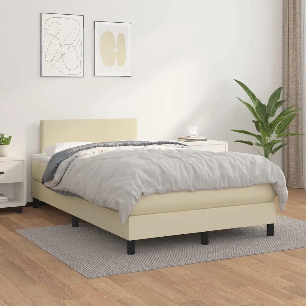 vidaXL Giroletto a Molle con Materasso Crema 120x200 cm in Similpelle