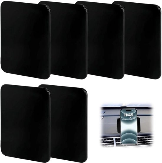 Pads antislip 6 in pack con gel nano Pads auto antislip viso inferiore e superiore adesivi Piastra di guida auto riciclabile (nero)
