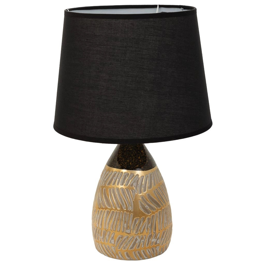 Lampada da tavolo in ceramica dorata 13,5x13,5x26,5h