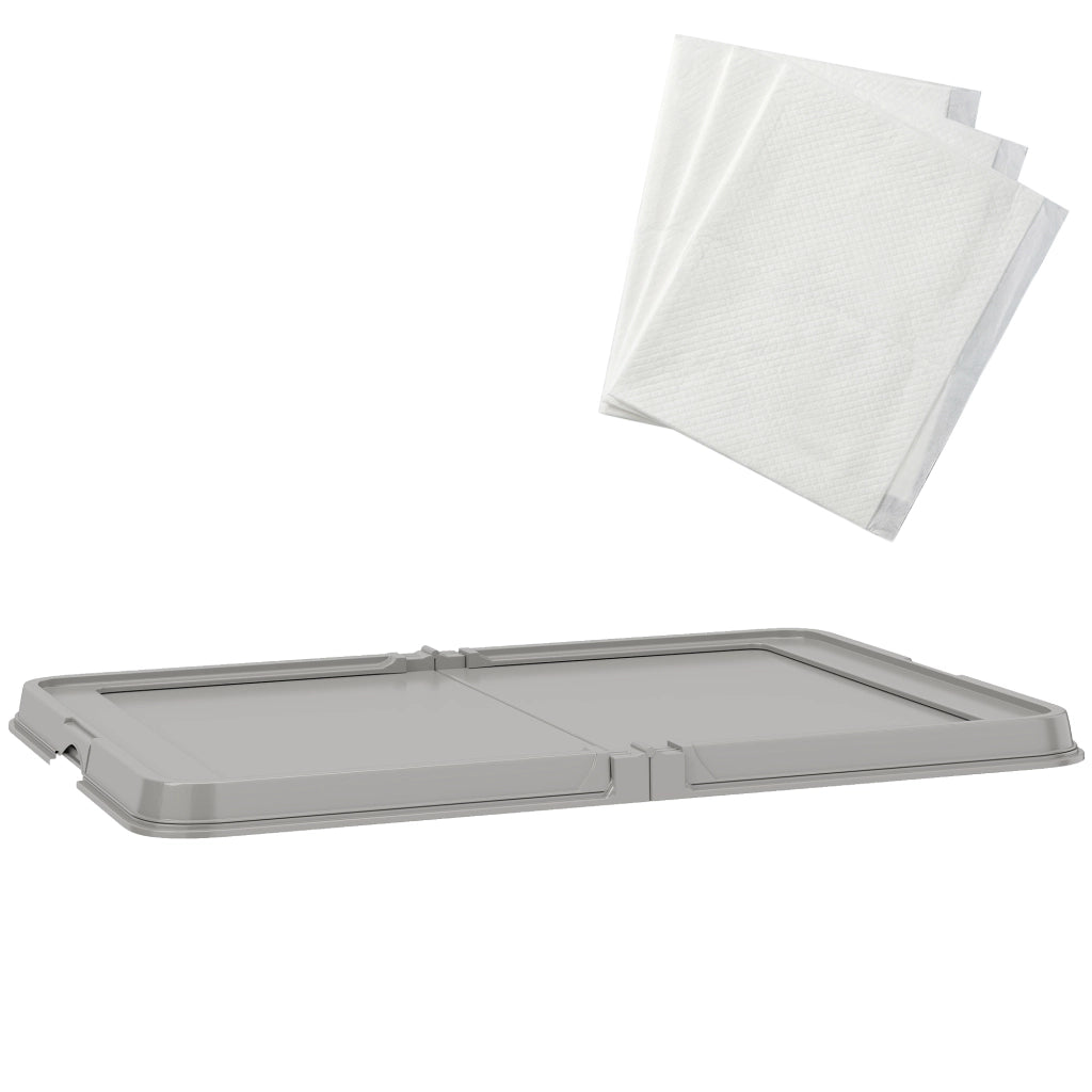 Vassoio Sanitario per Cani Pieghevole con 3 Cuscinetti ¨C zephmum ¨C Grigio 86x62 cm