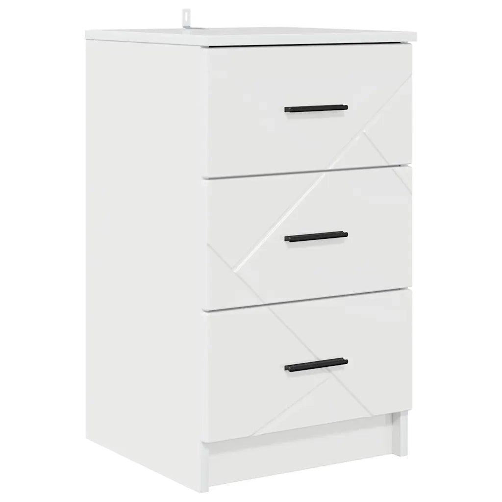 Armadio da Notte con cassetto Bianco lucido 38 x 38 x 66 cm