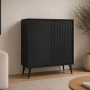 Madia Lemihapa, Credenza 3 Cassetti, 91x40x98h cm Nero Antracite