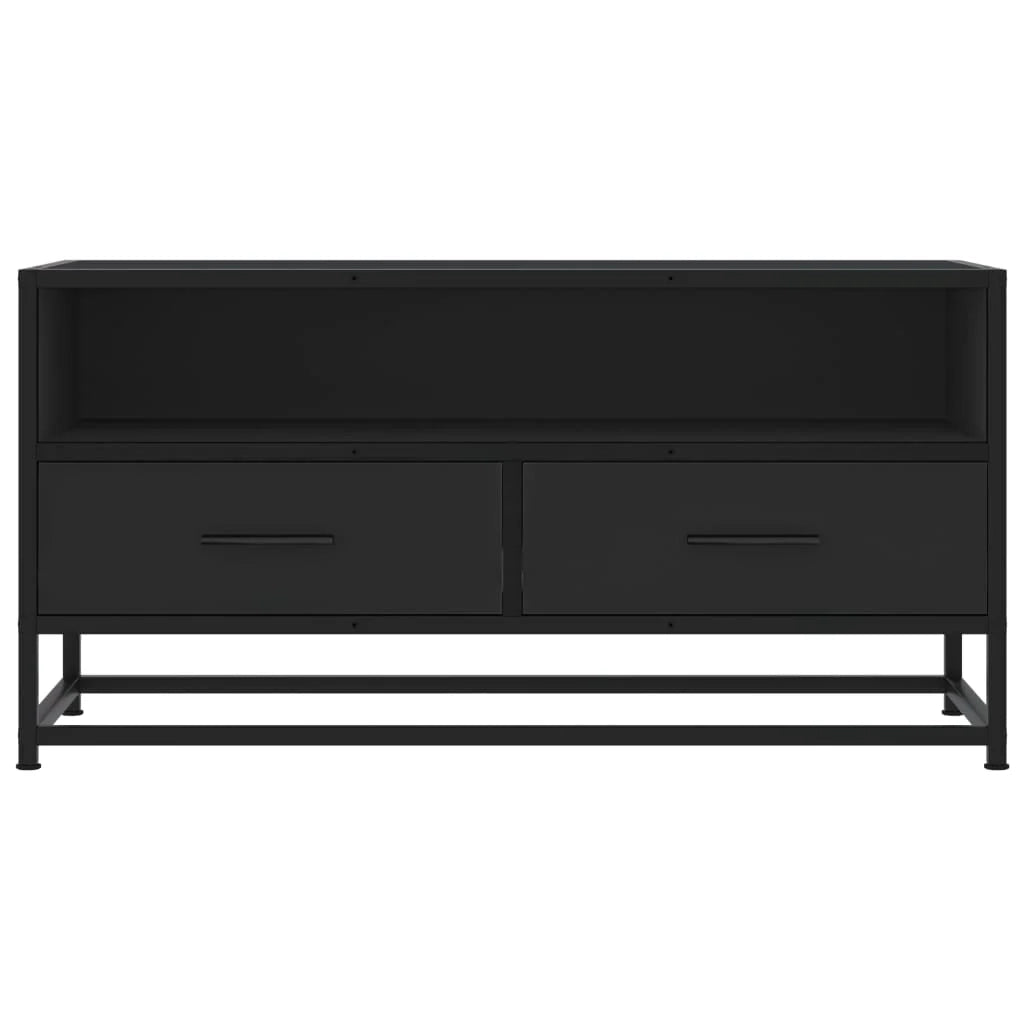 Mobile TV multimediale scaffale TV credenza mobile TV sala da pranzo soggiorno camera da letto 80 x 34,5 x 40 cm legno ingegnerizzato e metallo nero 02_0026265