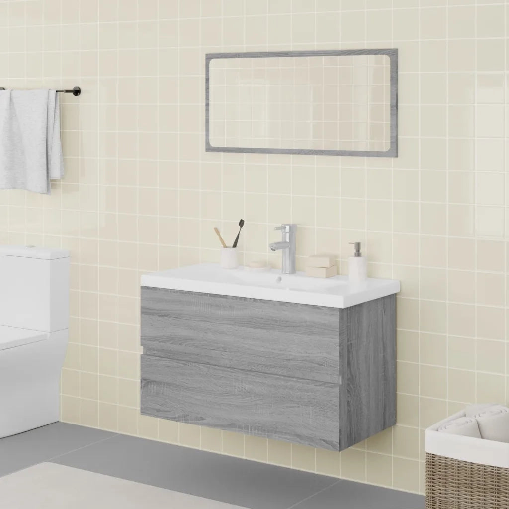 Set di Mobili da Bagno Grigio Sonoma in Legno Multistrato 3120352