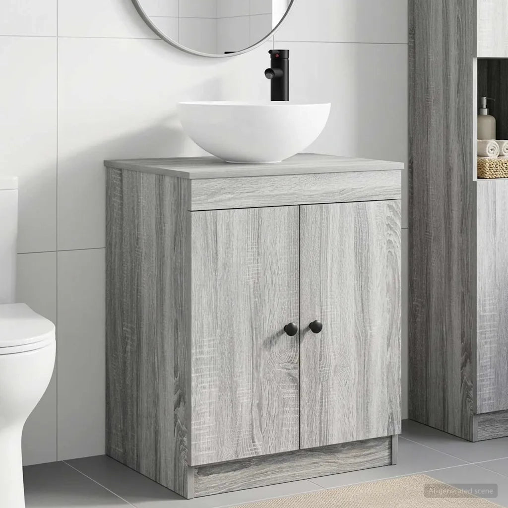 Set di mobili per il bagno Sonoma grigio Legno ingegnerizzato 3404219