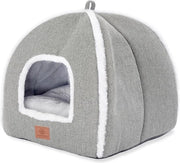 Letto per gatti per interni - tenda per gatti con cuscino rimovibile - letto morbido per gatti - grigio medio - 38 x 38 x 38 cm