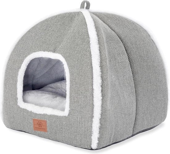 Letto per gatti per interni - tenda per gatti con cuscino rimovibile - letto morbido per gatti - grigio medio - 38 x 38 x 38 cm