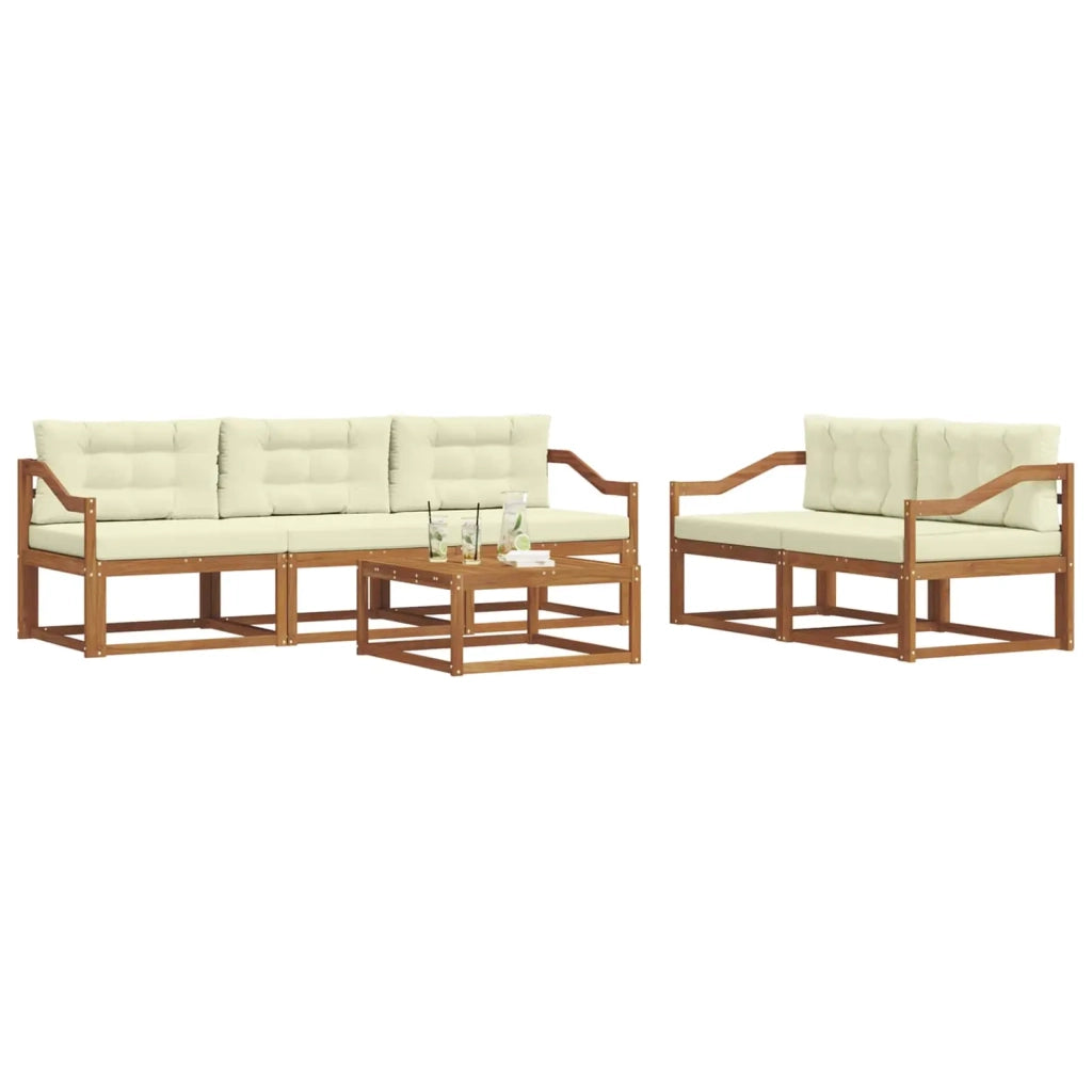 Set di divani da esterno con cuscino 6 pcs Naturale e Crema