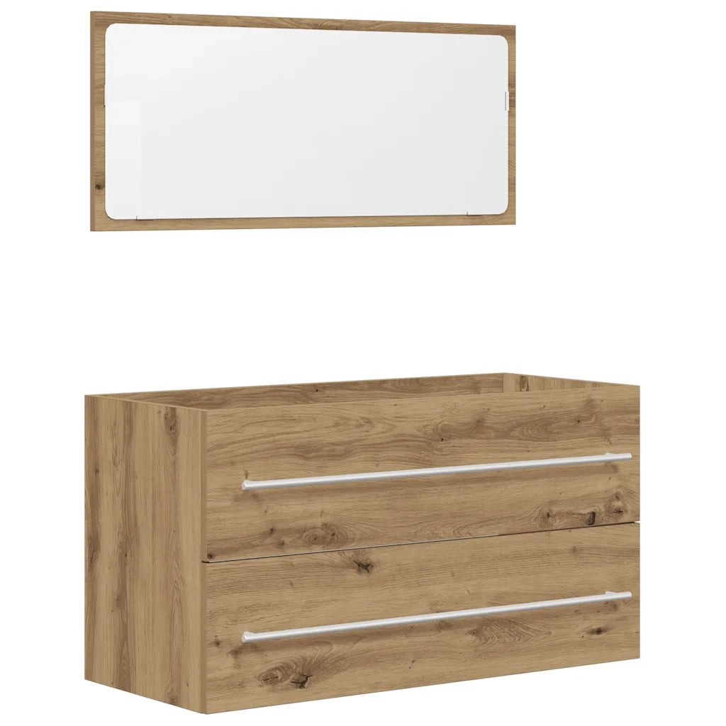 Set Mobili da Bagno 2 pz Rovere Artigianale Legno Multistrato