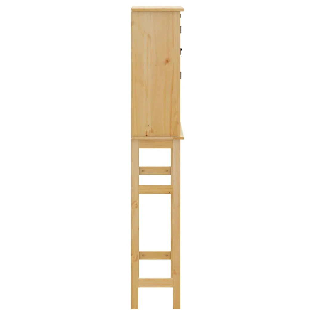 Mobiletto salvaspazio per lavatrice in stile rustico 85 x 29 x 165 cm pino massello finitura miele 02_0057606