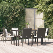 Set da Pranzo da Giardino 7 pz Nero con Cuscini in Polyrattancod mxl 76420