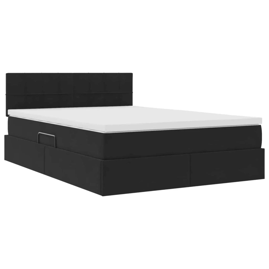 Letto con contenitore e LED con led Nero 140 x 200 cm Velluto 3371399