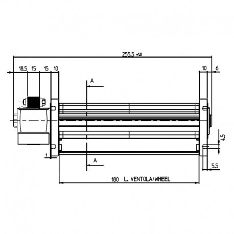 Motore Ventola tangenziale 255mm - Bocchetta 181x45 stufe a Pellet EMMEVI FERGAS 102801