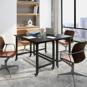 Scrivania per computer con ruote bloccabili borsa rimovibile e ganci per cuffie, Scrivania da ufficio per laptop Nero-Scrivanie