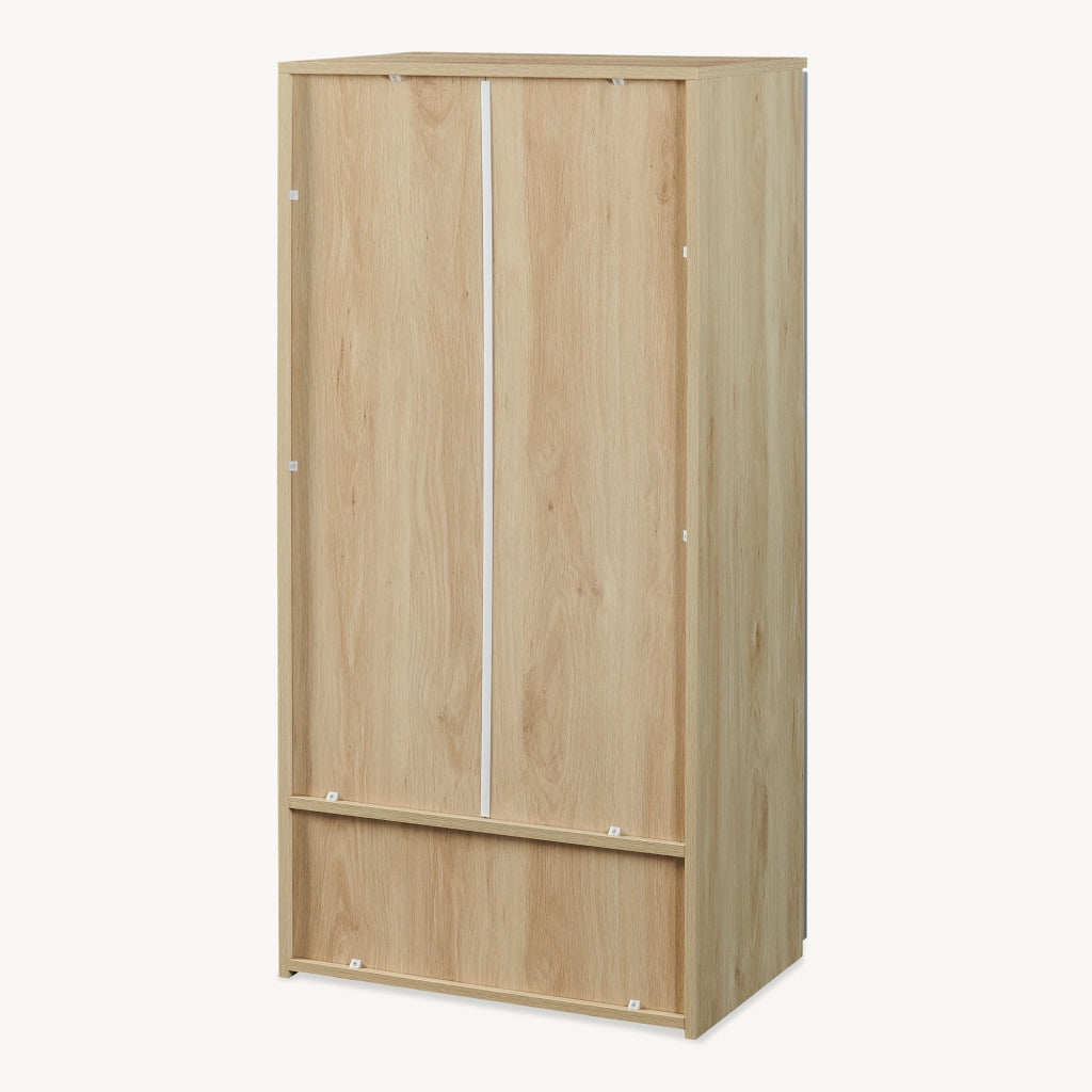 Armadio Beldinupp per Cameretta a 2 Ante 123 x 60 x 40 cm - Effetto Rovere/Grigio [en.casa]
