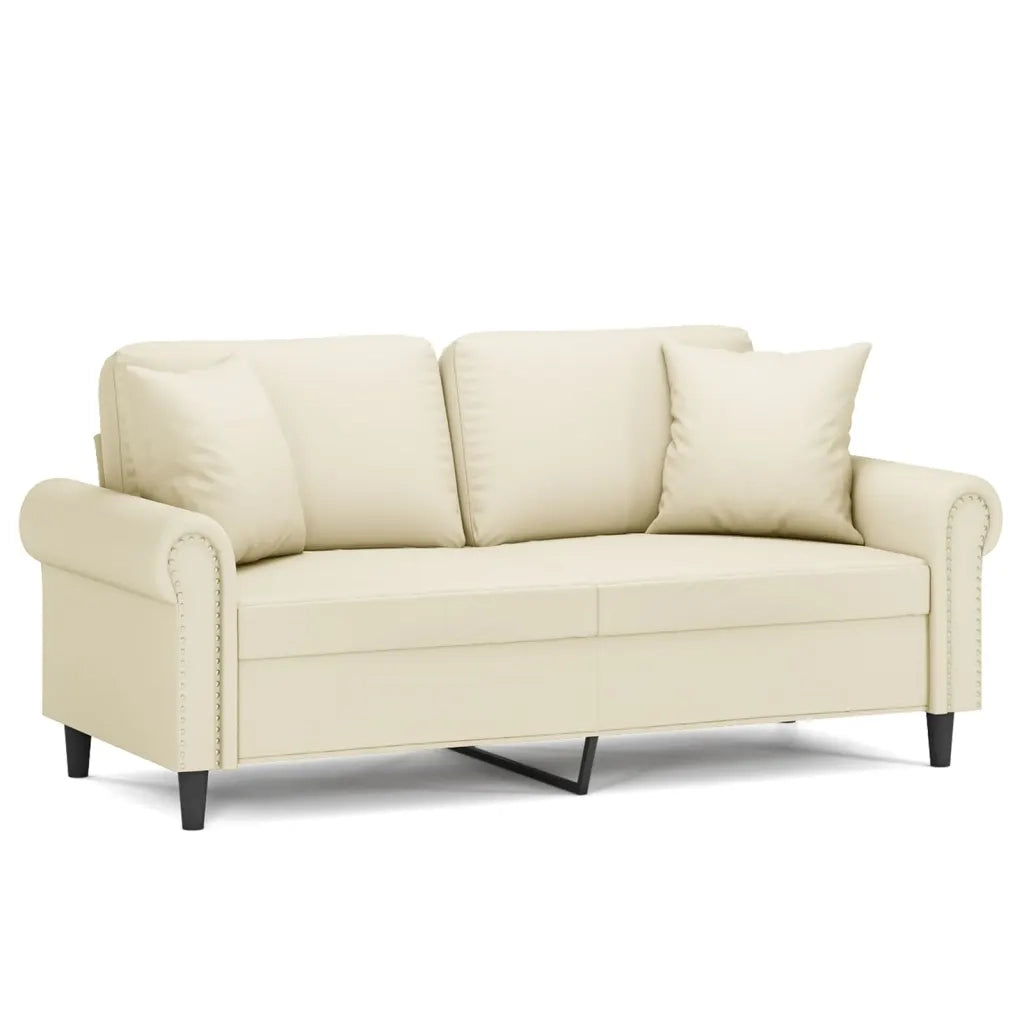 Divano a 2 Posti con Cuscini-Sofa 2 Posti con Cuscini Crema 140 cm in Similpelle 179418