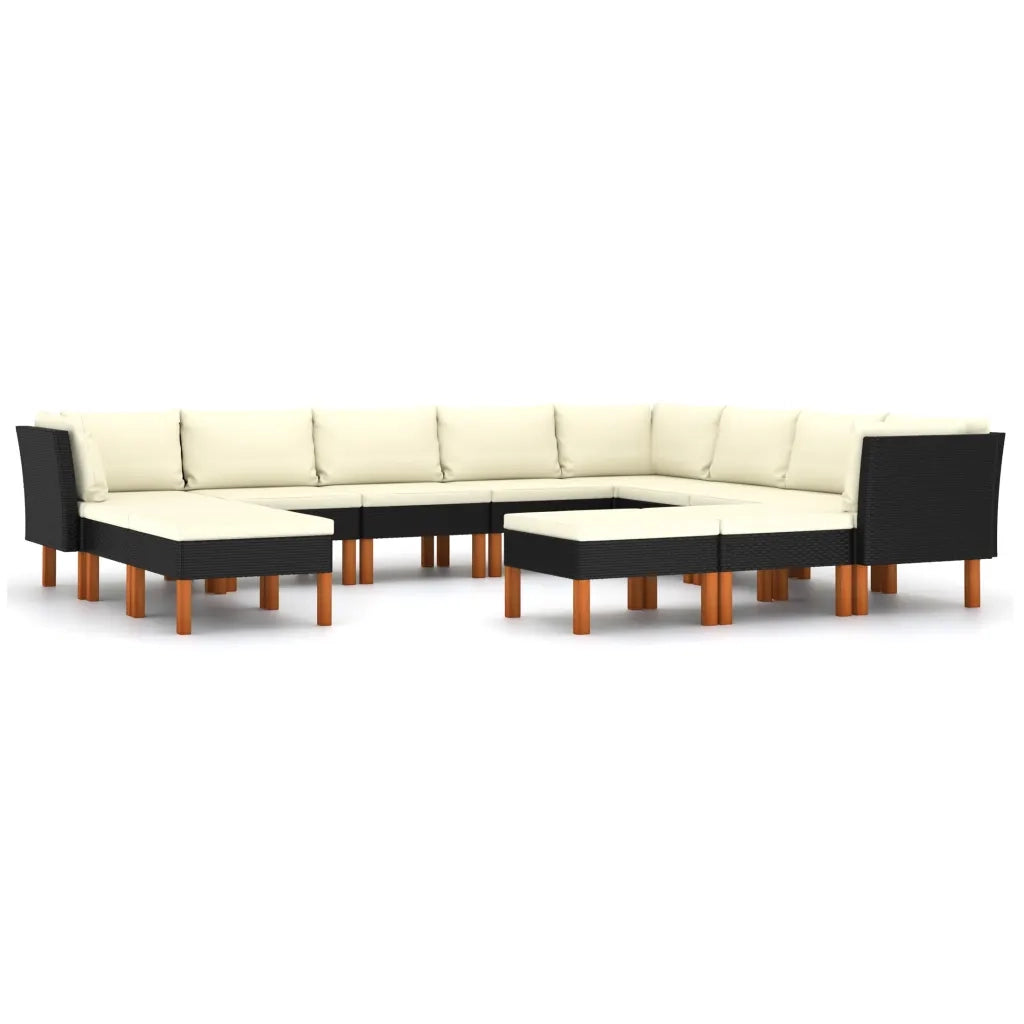 Set Divani da Giardino 12 pz con Cuscini in Polyrattan Nero cod mxl 36234