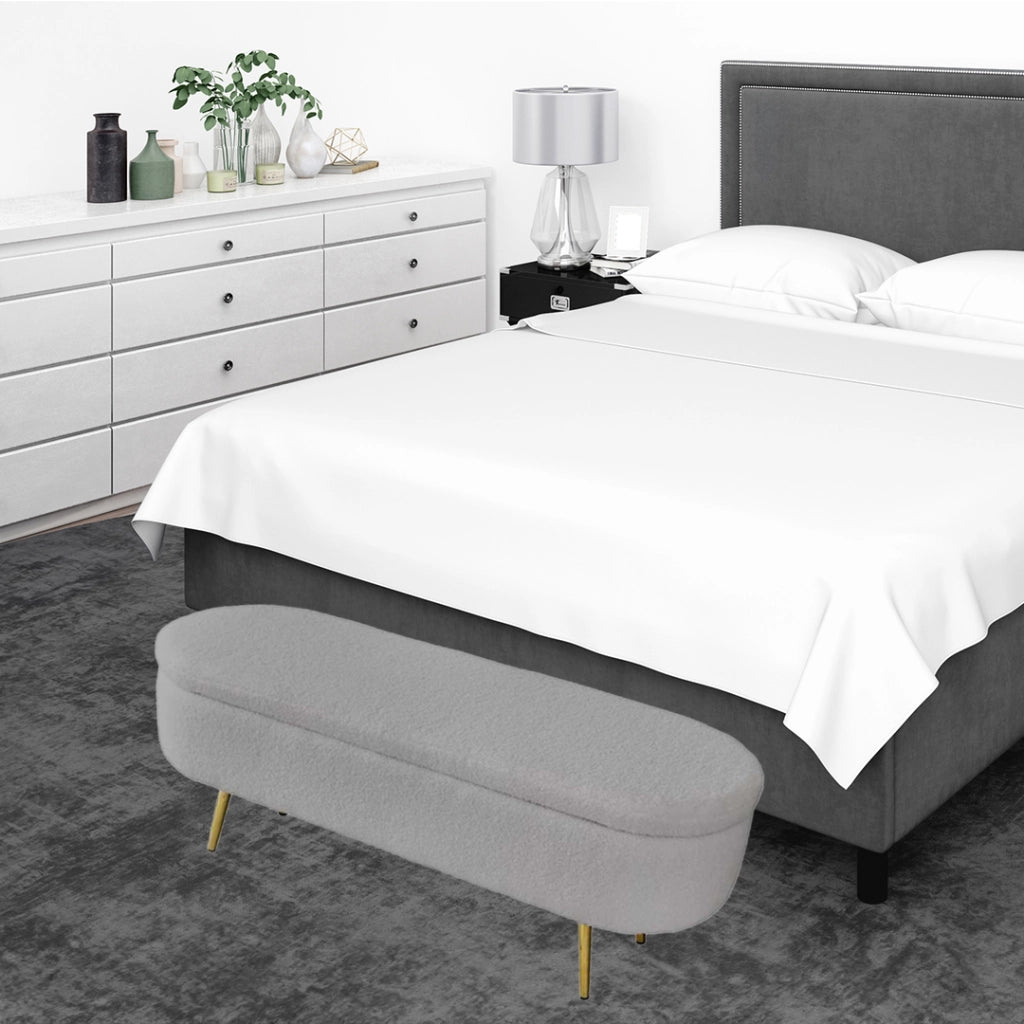 PANCA CONTENITORE TEDDY 122X41X47CM IN TESSUTO GRIGIO