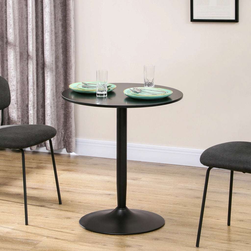 Tavolo da Pranzo Rotondo per 2 Persone con Base in Acciaio ¨C zephmum ¨C Nero ?70x75 cm