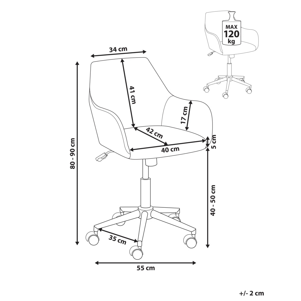 Sedia da ufficio beige chiaro con seduta e schienale in velluto a coste girevole regolabile in altezza moderna per ufficio domestico