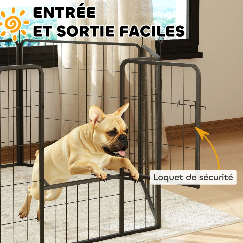Recinto per cani modulare 6 pannelli pieghevole ¨C zephmum ¨C 80x80 cm grigio acciaio